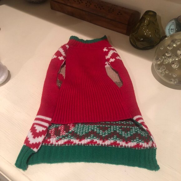 Dog Pet Apparel Pup Crew Holiday Reindeer Colorful Sweater Size Medium - Picture 4 of 6